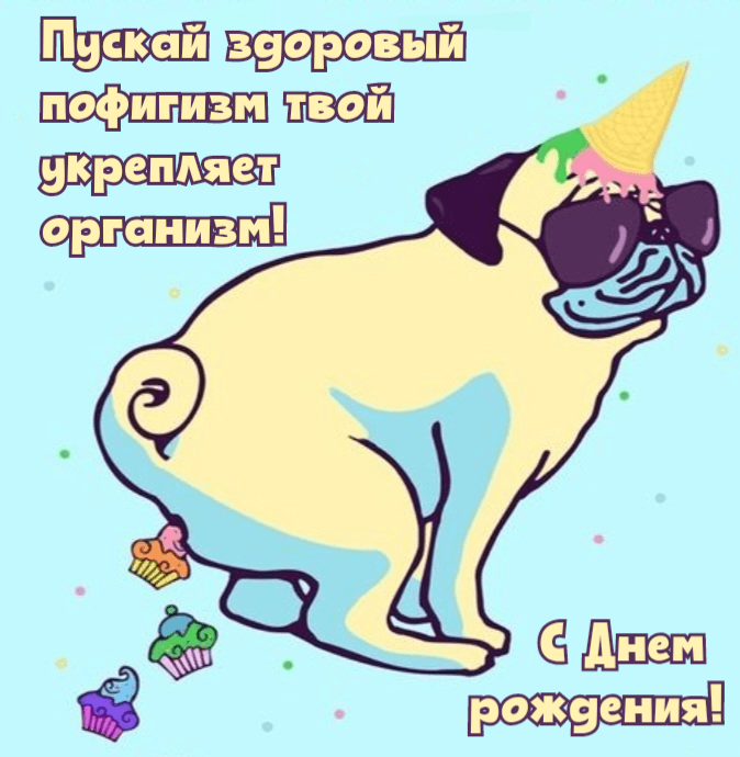 Пускай здоровый пофигизм твой укрепляет организм! С Днем рождения!