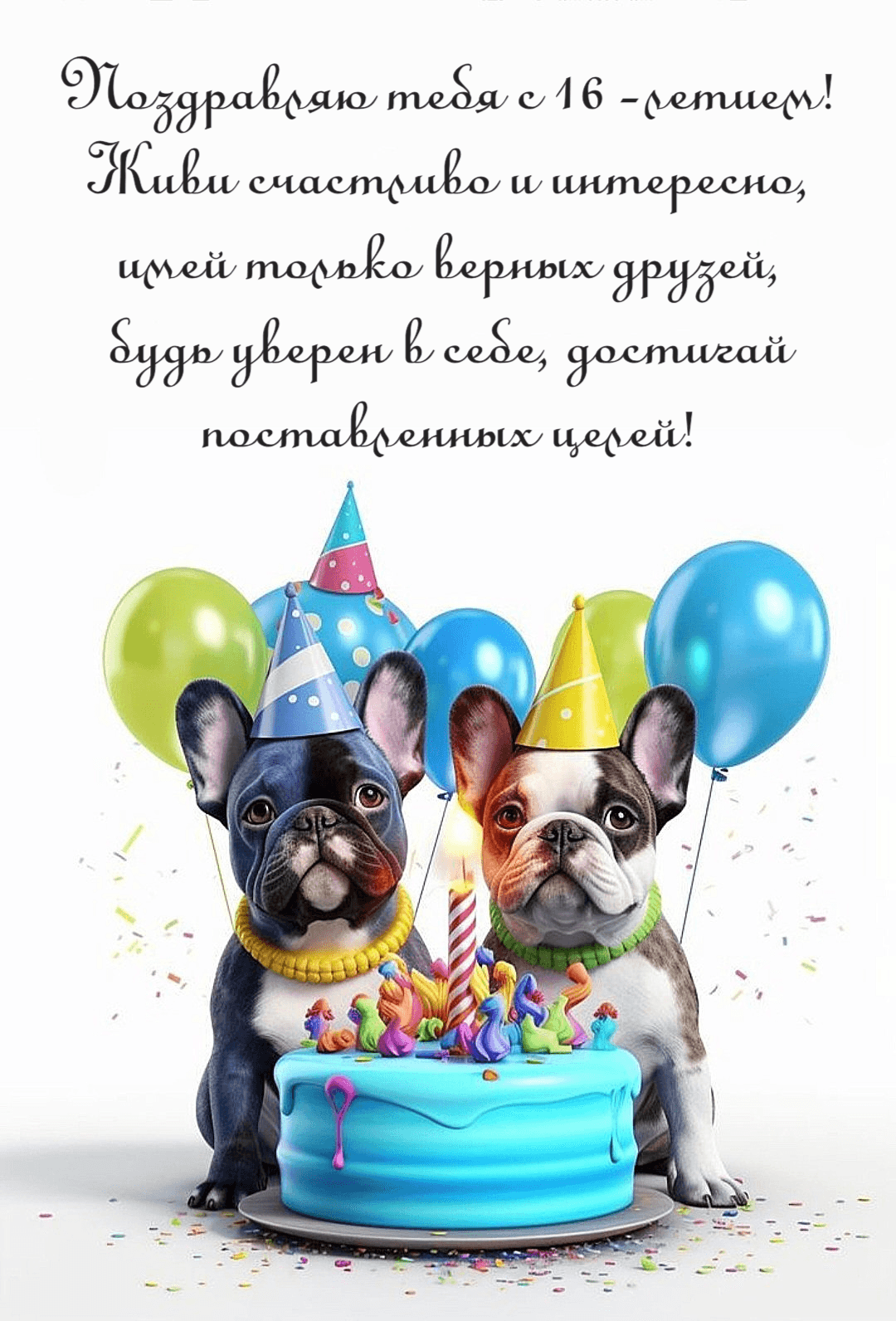 Поздравляю тебя с 16-летием! Живи счастливо и интересно, имей только верных друзей, будь уверен в себе, достигай поставленных целей!