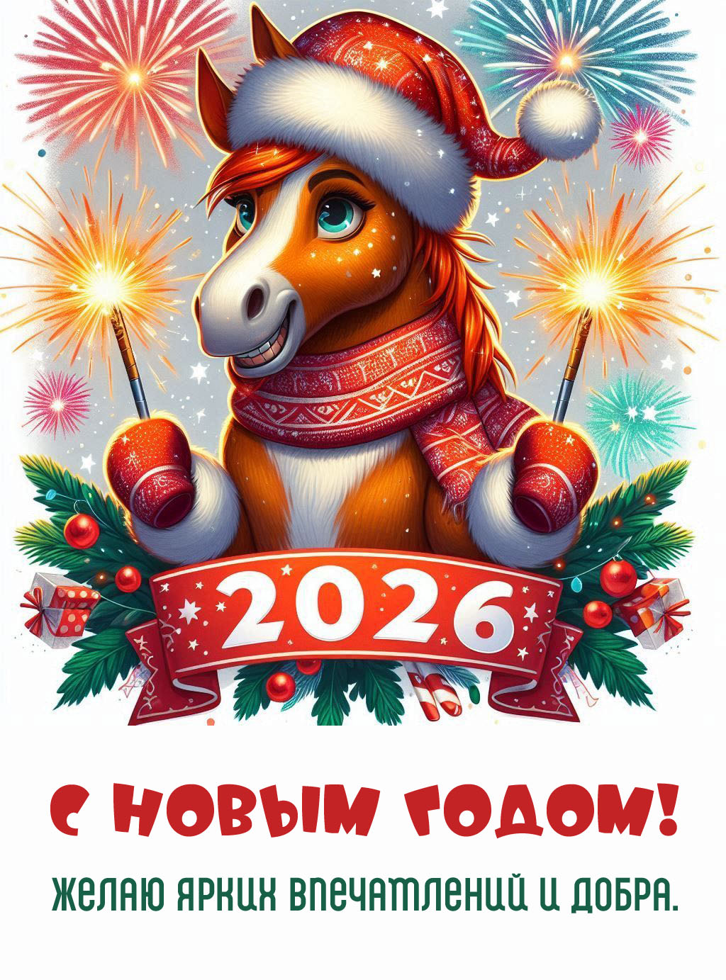 С Новым годом!  Желаю ярких впечатлений и добра.